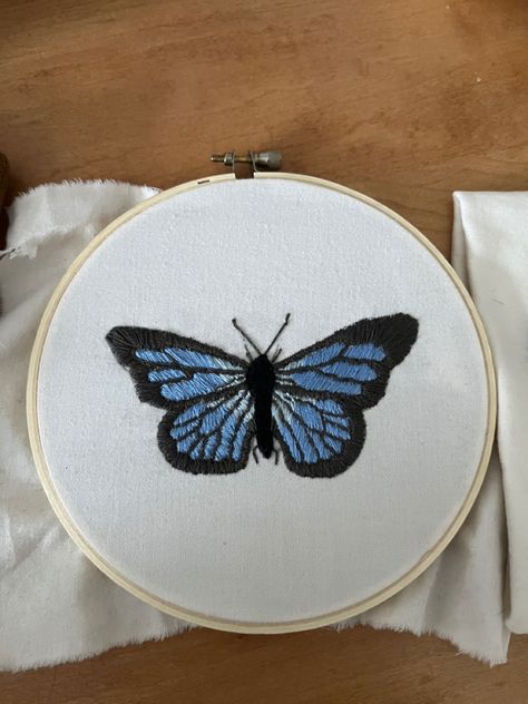 Embroidery blue butterfly Embroidery Blue, Design Embroidery, Blue Butterfly, Embroidery Projects, Embroidery Design, Embroidery Designs, Embroidery, Blue, Design