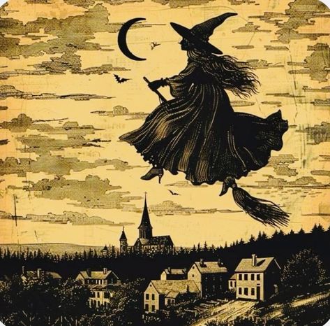 Imprimibles Halloween, Halloween Pics, Witch Flying, Halloween Crafting, Vintage Halloween Images, Halloween Kunst, Halloween Facts, Storybook Art, Halloween Sweets