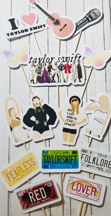 Taylor Swift Cake Topper, Taylor Swift Cake, Swift Party, Taylor Swift Swiftie, Taylor Swift Party, Cocktail Sticks, Cake Cupcakes, Taylor Swift Album, Themed Cupcakes