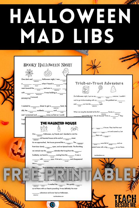 Mad Libs For Work, Kids Mad Libs, Halloween Mad Libs, Halloween Mad, Wedding Qr Code, Halloween Puzzles, Free Printable Halloween, Retro Wedding Invitations, Black Gold Wedding