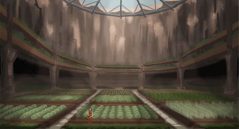 "Underground Farm" Digital Painting Underground Hideout, Underground Farm, Solar Punk, Minecraft Inspo, Farm Art, Fantasy Illustration, Labour, Digital Painting, Minecraft