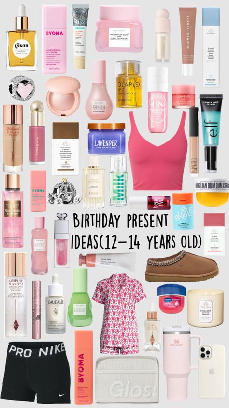 Birthday ideas for 12-14 year olds #skincare #makeupproducts #makeup #clothes #birthdaywishlist #birthdaygirl #birthday Preppy Birthday Gifts, Girly Gifts Ideas, Girly Christmas Gifts, Birthday Present Ideas, Cute Christmas Ideas, Birthday Presents For Friends, Teen Christmas Gifts, Cool Gifts For Teens, Cute Birthday Ideas