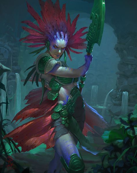 ArtStation - MTG FanArt, Fariba Khamseh Mtg Merfolk, Mtg Fanart, Guard Captain, Mischievous Character, City Guard, Mtg Art, Alien Concept Art, Fantasy Races, Dungeons And Dragons Characters