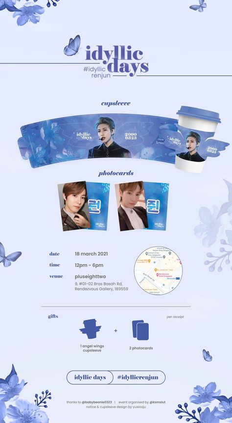 Cupsleeve Design, Kpop Cupsleeve, Paper Cup Design, Nct Renjun, Birthday Projects, Cup Sleeve, Event Organization, Cup Design, Design Reference