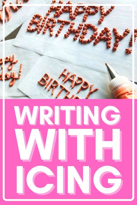 Writing Icing Recipe, Cake Writing Ideas, Icing Recipe For Cake, Happy Bday Cake, Happy Birthday Cake Writing, Birthday Cake Icing, Cake Icing Tips, Happy Birthday Writing, Birthday Cake Writing