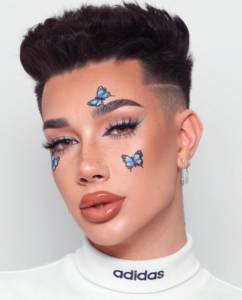 James Charles “Instagram Filter” Makeup looks – Made-Up. James Charles, Eyeshadow Looks, Butterflies, Makeup, Blue, White, Instagram, Make Up