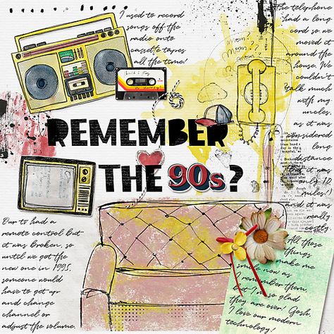 Remember the 90s? - Scrapbook.com 90s Scrapbook Aesthetic, 90s Scrapbook, 90s Yearbook, Personalised Scrapbook, 90s Teen, Yearbook Pages, Style Scrapbook, Journal Embellishments, 90s Theme