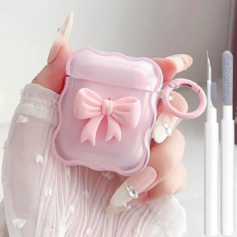 Amazon.com: Cute AirPods 2/1 Generation Clear Case, Girly 3D Bow Design Soft TPU Protective Shockproof Kawaii Apple iPod 2nd/1st Generation Cover with Cleaner Kit & Keychain Girls Women - Pink Bow : Electronics Kawaii Apple, Cute Airpods, Airpods 2, Ipad Mini Case, Iphone 4 Case, Apple Ipod, Ipod Case, Airpod Case, Bow Design