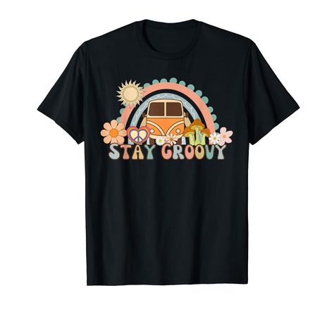 PRICES MAY VARY. Retro Stay Groovy Tee, Preppy Tee, Hippie Summer Tee, Hippie 70s Summer Tee, Peace Sign Tee, Groovy Tee Lightweight, Classic fit, Double-needle sleeve and bottom hem