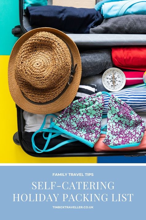 What do you need to take when you are going self catering? Here's our self catering holiday packing list including tips on what to check before you travel, stuff for the kids and dog, and household items that may not be provided #travel #tips #holidays #travelblog #familytravel #TinBoxTraveller #packing #pack #list #checklist Holiday Packing List, Holiday Packing Lists, Pack List, Packing Essentials List, Holiday Packing, List Printable, Military Wife, Travel Stuff, Tin Boxes