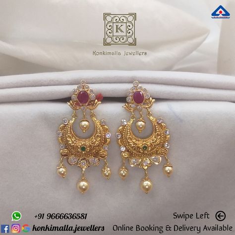 #KJ_G580 Net Weight: up to 12 grams Item : Chandbali Hangings Fb, Insta, Pinterest: @konkimalla.jewellers Chandbali Earrings Gold Latest, Chandbali Earrings Gold, Chand Bali, Ear Tops, Cutwork Blouse, Locket Design, Gold Bangles For Women, Gold Earrings Models, Gold Mangalsutra Designs