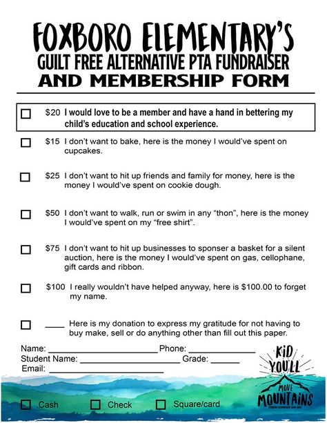 Easy Pta Fundraising Ideas, Opt Out Fundraiser, Pta Membership Form, Pto Sponsorship Levels, Ptsa Fundraiser Ideas, Pto Membership Form, School Fundraisers Elementary, Pta Fundraiser Ideas, Pta Membership Ideas