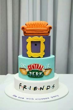 Cake Tv Show, Friends Themed Party, Friends Birthday Cake, Friends Cake, Friends Bridal, Character Cakes, The One Where, Friends Party, Friends Birthday