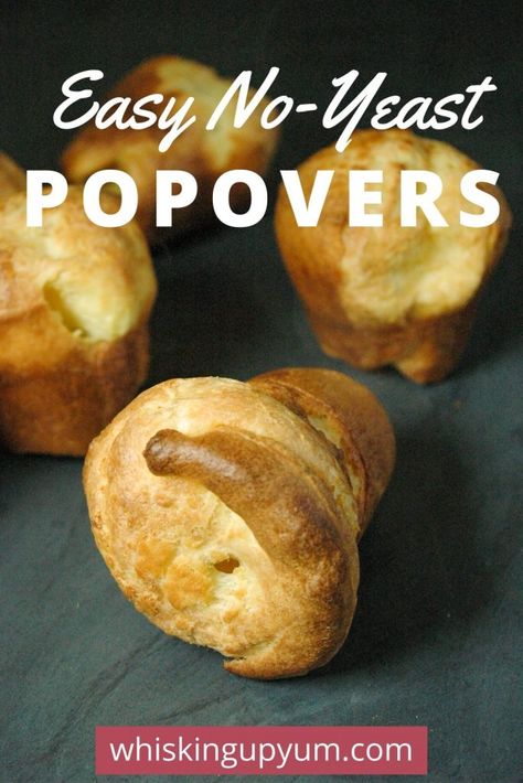 Easy to make traditional popover recipe without yeast! | Popovers in muffin tin | popovers recipe | popovers easy recipe | popovers recipes muffin tin | popovers recipe brunch | popovers recipe breakfast | pop overs recipe Bread Recipes No Yeast, Easy Popover Recipe, Popovers Recipes, Pop Overs, Popovers Recipe, Easy Popovers, Homemade Honey Butter, No Yeast Dinner Rolls, Popover Recipe