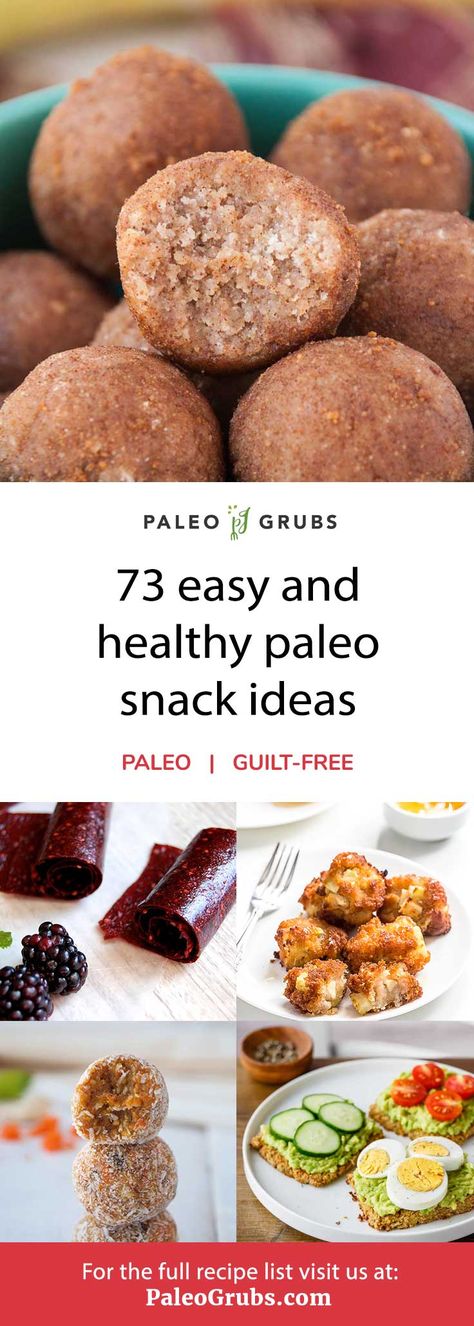 73 Healthy Paleo Snacks- to keep you satisfied between meals. Paleo Snack Ideas, Healthy Paleo Snacks, Paleo Diet For Beginners, Paleo Snack, Paleo Life, Wholesome Snacks, Nutrition Sportive, Paleo Diet Recipes, Paleo Treats