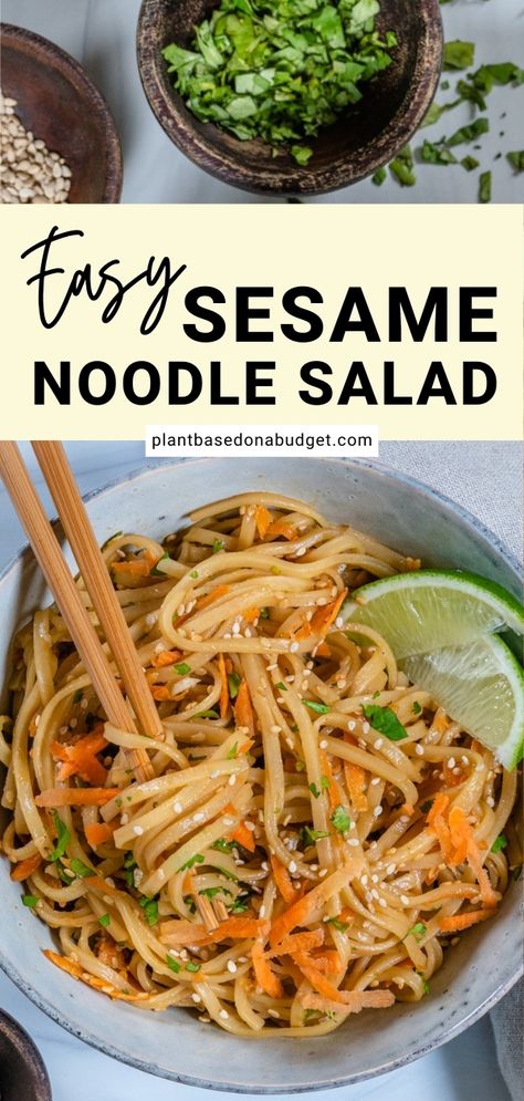 This fresh and seriously delicious Sesame Noodle Salad is one those beloved easy going recipes and we think it you'll love it! Korean Cold Noodle Salad, Asian Pasta Salad Recipes, Cold Asian Noodle Salad, Lime Noodles, Asian Pasta Salad, Noodle Meals, Cold Noodles Recipes, Gf Salads, Asian Noodle Salad Recipe