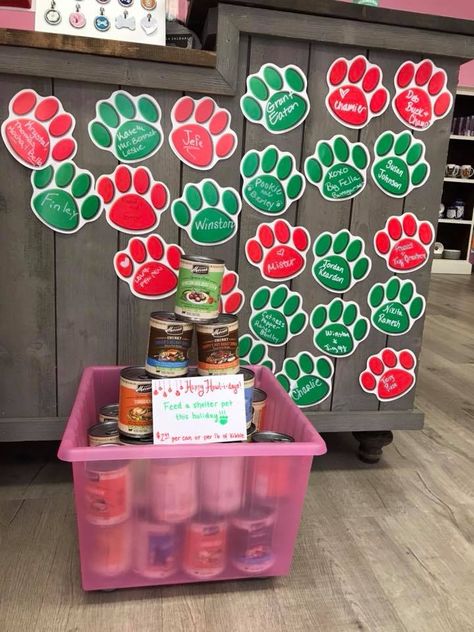 Stop by the store and help feed a shelter pup this holiday. Get your (or your fur baby’s) name on our wall by donating a can or some kibble - the pups at Humane Society of Charlotte will thank you 🐾Woof Gang Bakery SouthPark. Pet Store Event Ideas, Animal Shelter Fundraiser Ideas, Animal Shelter Donations, Animal Shelter Fundraiser, Pet Food Store, 11 Birthday, Shelter Ideas, Capstone Project, Donation Box