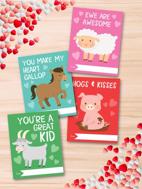 FREE Printable Farm Valentines Cards For Kids Farm Valentines, Valentines Animals, Animal Valentine Cards, Valentines Cards For Kids, Animal Valentines, Free Valentine Cards, Monkey Valentine, Free Printable Valentines Cards, Valentine Card Template