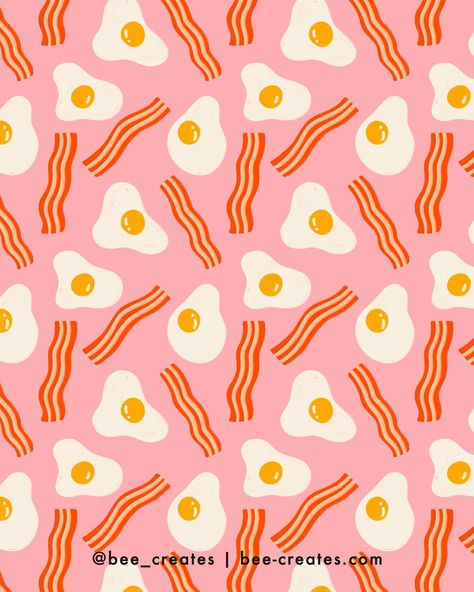 BACON + EGGS 27/100 for #100daysoftastyart #baconandeggs #breakfastfoodisthebestfood #bacon #eggs #breakfast #breakfastclub #breakfasttime #🥓#🍳 #summervibes #nostalgia #illustration #foodart #surfacedesign #surfacepatterndesign #surfacedesigner #foodillustration #theydrawandcook #theydrawanduppercase #100daychallenge #100dayproject #100daychallenge2024 #100patterns #100daysofdailycreating Breakfast Graphic Design, Brunch Illustration Design, Breakfast Food Illustration, Bacon Illustration, Egg Illustration Design, Nostalgia Illustration, Illustration Breakfast, Breakfast Illustration, Egg Illustration