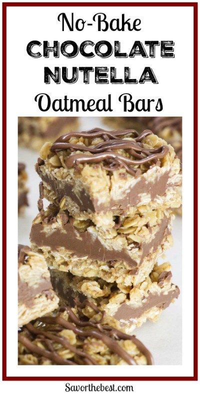 No bake chocolate Nutella oatmeal bars Breakfast Oatmeal Bars, Recipes With Nutella, Nutella Oatmeal, Nutella Food, Crunchy Oatmeal, Nutella Bar, Nutella Filling, Oatmeal Bars Recipes, Chocolate Oatmeal Bars