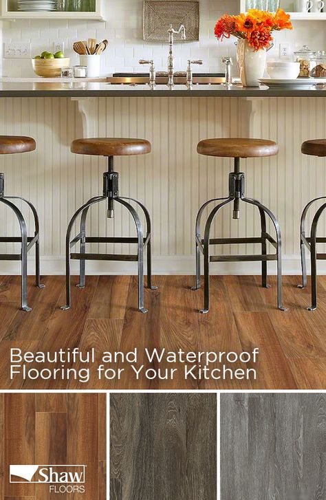 Mantua Plank by Shaw Floors comes in 9 colors varying from light grey to dark brown. This Floorté, luxury vinyl plank is not only beautiful, but also durable and waterproof making it one of the best flooring options for your kitchen. Shaw Flooring, Shaw Floors, Luxury Vinyl Plank Flooring, Durable Flooring, Best Flooring, Floor Colors, Reno Ideas, Luxury Vinyl Tile, Church Design