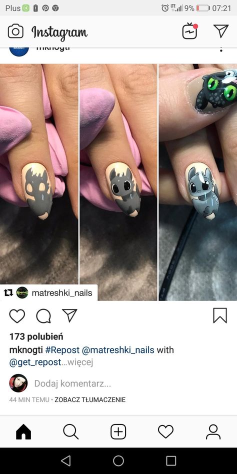 Toothless Nails, Simple Toe Nails, Disney Nail Designs, Dragon Nails, Nail Art Designs Images, Nail Art Designs Videos, Black Nail Designs, Disney Nails, Nail Art Videos