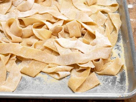 Get Homemade Pappardelle Recipe from Food Network Paparadelle Recipes Noodles, Paparadelle Recipes, Pappardelle Pasta Recipe, Homemade Pappardelle, Pasta Recepies, Pappardelle Recipe, Fresh Pasta Recipes, Pappardelle Pasta, Make Pasta