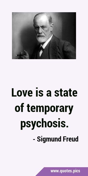 Love is a state of temporary psychosis. Psychosis Quotes, Crazy Mind, Thinking Quotes, Sigmund Freud, Staying Alive, To Tell, Psychology, Love Quotes, First Love