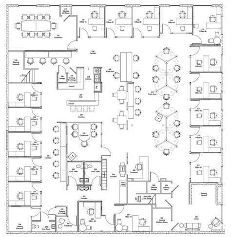 My Office and More | CoWorker Coworking Office Plan, Office Building Floor Plan Layout, Large Office Layout, Office Floor Plan Layout, Office Plan Layout, Office Open Plan, Office Building Plans, Open Office Layout, Office Layout Plan