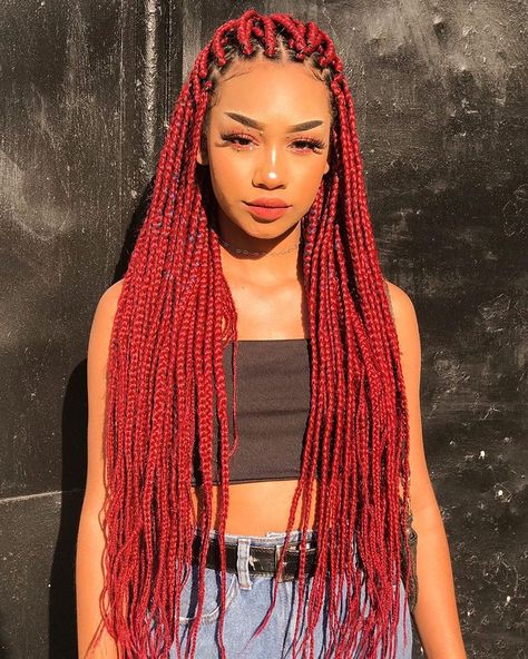 Red Braids, Box Braids, Braids, Red, Hair, Black, Plaits