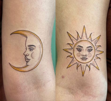 Moon And Sun Face Tattoo, Sun And Moon Tattoo Separate, Sun And Moon Tattoo Color, Sun And Moon Face Tattoo, Sun And Moon Tattoo Stencil, Sun With Face Tattoo, Moon Tattoo Stencil, Sun Face Tattoo, Moon Face Tattoo