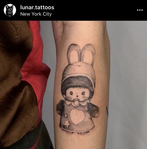 monchhichi baby tattoo by @lunar.tattoos on instagram #monchhichi #tattoo #tattoosforwomen Monchhichi Tattoo, Monchichi Tattoo, Lunar Tattoos, Baby Tattoo, Cute Small Tattoos, Makeup Tattoos, Baby Tattoos, Tattoo Inspo, Get A Tattoo