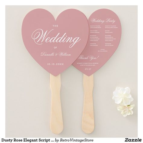 Dusty Rose Elegant Script Heart Wedding Program Hand Fan Hand Fans For Wedding, Program Fans, Wedding Program Fans, Wedding Hands, Copper Wedding, Wedding Fans, Beach Wedding Favors, Hand Fans, Glitter Wedding