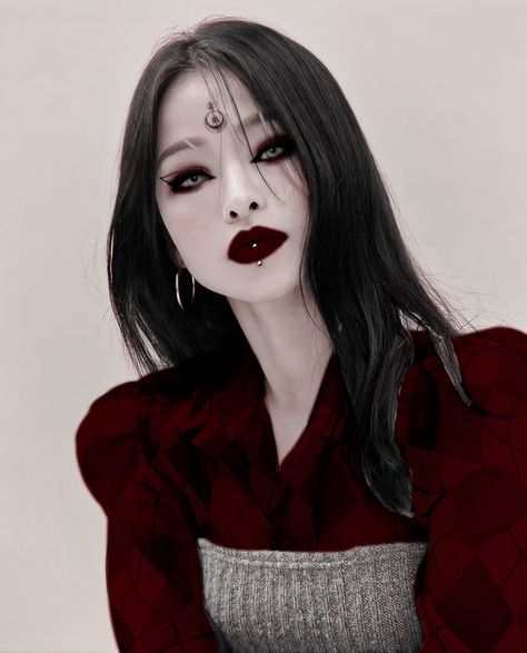 Gothic Korean Makeup, Fantasy Faceclaims, Extreme Make-up, Gothic Girl Art, Female Oc, Up Halloween, Fantasy Warrior, Gothic Girls, Gothic Outfits