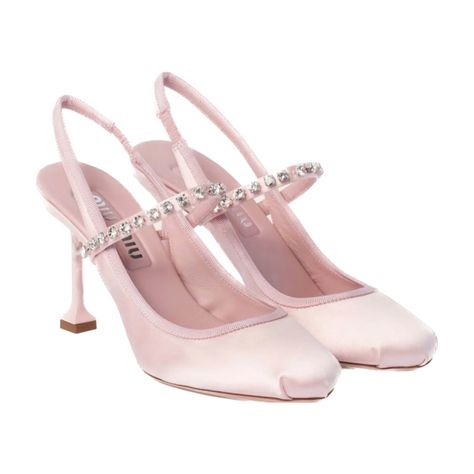 Miu Miu Heels, Ballet Heels, Miu Miu Handbags, Ballerina Pumps, Miu Miu Shoes, Satin Pumps, Shoe Inspo, Logo Label, Pink Heels