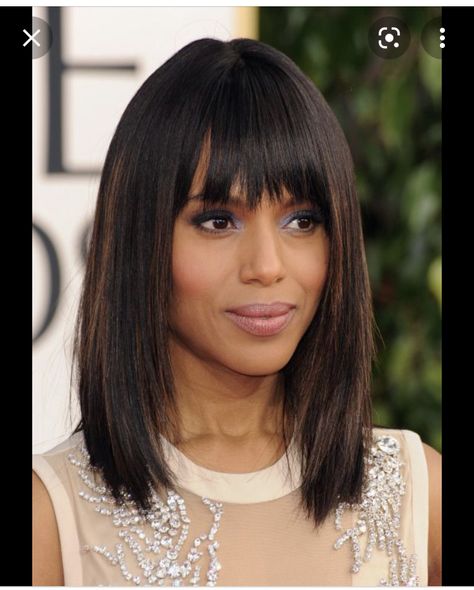 Lob Straight, Golden Globes Hair, Straight Hair Cuts, Hair Styles 2014, Kerry Washington, Golden Globe, Haircuts With Bangs, Shoulder Length Hair, Shoulder Length