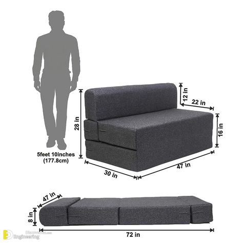 Standard Sofa Dimensions for 2, 3, 4, And 5 Person (Charts & Diagrams) - Engineering Discoveries Sofa Cum Bed Design Modern, Garden Sofa Diy, Sofa Cum Bed Design, Modern Centre Table Designs, Sofa Cumbed Design, Sofa Come Bed, Box Sofa, Sofa Cum Bed, Convertible Furniture