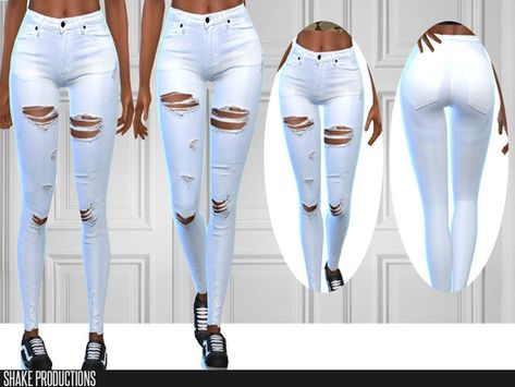 White Ripped High Waisted Jeans Found in TSR Category 'Sims 4 Female Everyday' Sims 4 Stories, Alpha Cc, Chanel Decor, Sims Baby, White Ripped Jeans, Play Sims, Sims 4 Downloads, Sims 4 Mods Clothes, Cc Sims