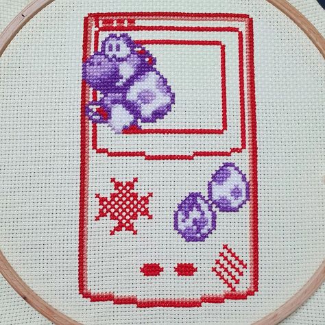 Yoshi Game Boy - Cross Stitch WIP. 💜 #crossstitch #crossstitchpattern #embroidery #craft #yoshi #mario #gameboy #retro #pixel #pixelart #photo #photooftheday #pretty #love Retro Mario, Game Boy, Embroidery Craft, Pixel Art, Cross Stitch Patterns, Nintendo, Mario, Cross Stitch, Embroidery