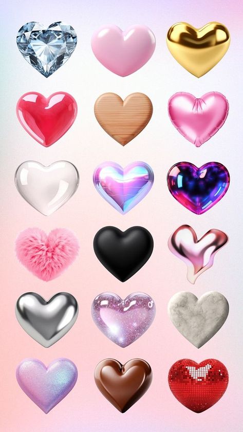 3d hearts isolated element set | premium image by rawpixel.com / Minty Clear Phone Case Design, 3d Hearts, Leopard Print Wallpaper, Graphic Shapes Design, Instagram Heart, Cute Bunny Cartoon, Emoji Stickers, 3d Heart, Crystal Suncatchers