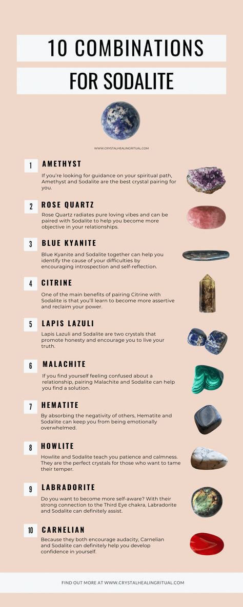 Crystal Bracelet Combinations, Sodalite Crystal Meaning, Crystal Combos, Crystal Pairings, Energy Stones Crystal Healing, Crystal Combinations, Crystal Benefits, Crystal Identification, Crystals Healing Grids