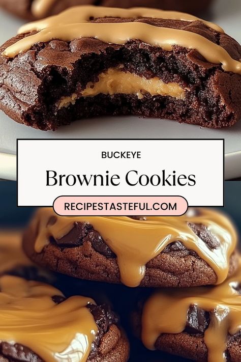 Indulge in the delightful combination of fudgy brownie cookies filled with creamy peanut butter. These Buckeye Brownie Cookies are easy to make and are sure to be a hit with family and friends! Buckeye Brownie Cookies, Buckeye Cookies, Buckeye Brownies, Fudgy Brownie, Peanut Butter Filling, Peanut Butter Balls, Fudgy Brownies, Fudge Brownies, Brownie Mix