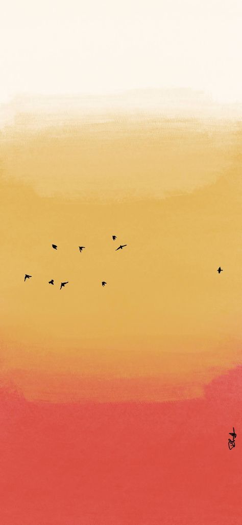 Gradient Sky Painting, Birds In The Sky Painting, How To Paint Birds In The Sky, Ombre Sky Painting, Sunset Procreate, Birds Wallpaper, Drawing Things, Bird Watercolor Paintings, Birds In The Sky