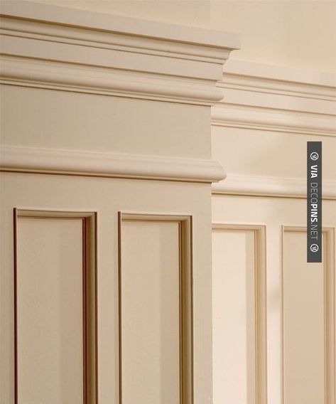 Walls on Pinterest | Moldings, Wainscoting and Vaulted Ceilings Crown Molding Shelf, Kitchen Soffit, Panel Molding, Millwork Details, Chair Rail Molding, Molded Chair, House Trim, Trim Work, Chair Rail