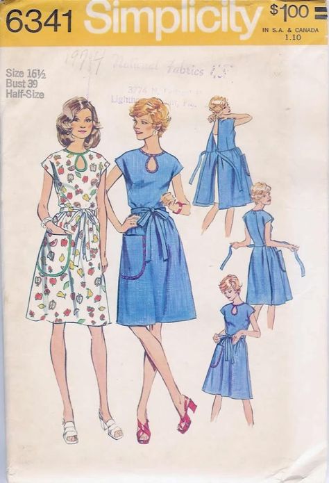 Swirl Dress pattern Vintage Wrap Dress Pattern, Tie Dress Pattern, House Dress Pattern, Wrap Dress Casual, Vintage Wrap Dress, Wrap Dress Sewing Patterns, Wrap Tie Dress, Simplicity Patterns Vintage, Wrap Dress Pattern