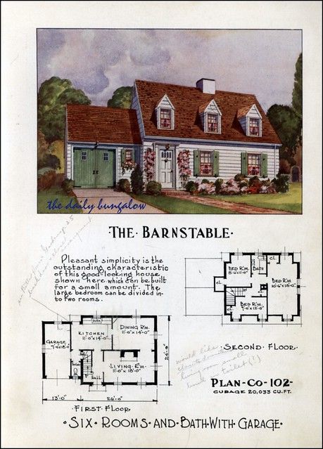 1952 Premier Small Homes | Daily Bungalow | Flickr 1950s House Layout, 1950s House Exterior, House Plans Colonial, Small Dream Homes, Vintage Floor Plans, Cape Cod House Plans, 1950s House, Kitchen Floor Plans, Ranch House Plan