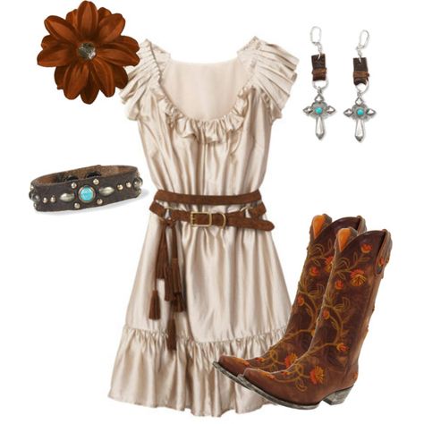 "We Drifted Away Like the Leaves in the Fall" by rinergirl on Polyvore Preteen Clothing, Eclectic Jewelry, Country Style Outfits, Western Outfit, Country Girl Style, Country Fashion, Amrita Singh, Cute Summer Outfits, Country Outfits