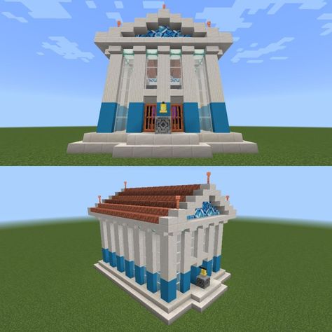 Percy Jackson Minecraft Builds, Minecraft Percy Jackson, Camp Half Blood Minecraft, Minecraft Camp, Chb Cabins, Pjo Cabins, Mega Base, Temple Of Zeus, Minecraft Kingdom