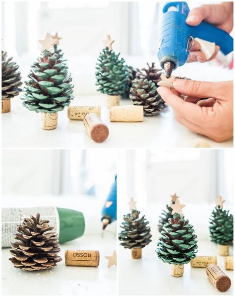 bricolage Noël 2018 sapin en pomme de pin mini version avec bouchon liège déco récup Christmas Homescreen, Diy Deco Noel, Easy Christmas Ornaments, Christmas Crafts To Make, Noel Diy, Boozy Drinks, Aesthetic Christmas, Homescreen Layout, Handmade Christmas Decorations