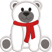 A baby polar bear teddy applique Machine Embroidery Designs Baby, Baby Polar Bear, Christmas Applique Designs, Baby Polar Bears, Design For Embroidery, Family Stockings, Cute Polar Bear, Bear Teddy, Stitch Guide